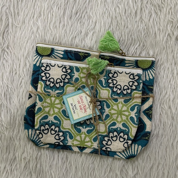 Two’s company Santa Maria Del Mar set of 2 jute pouches make up bags new - Picture 2 of 4
